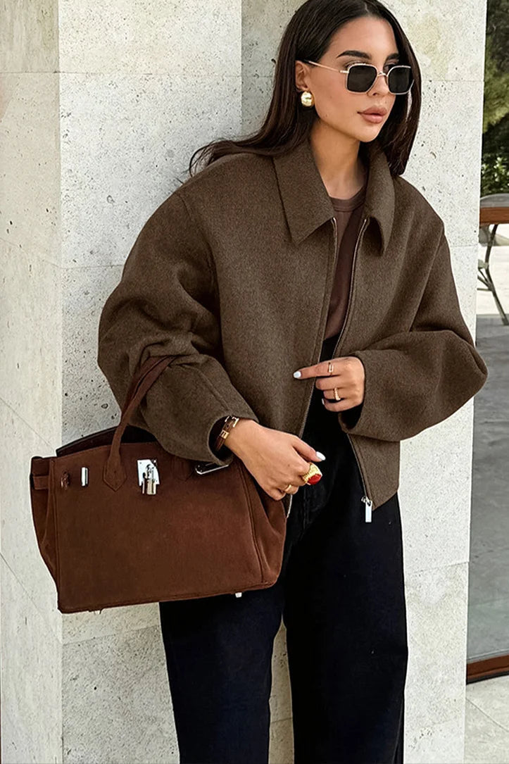 Chaqueta corta Harper de mezcla de lana