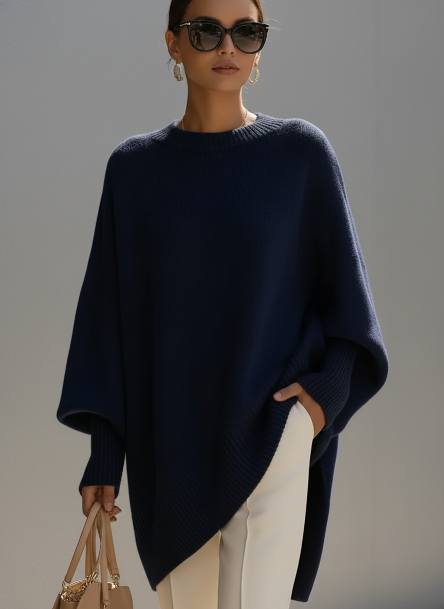 Suéter tipo poncho de punto acogedor