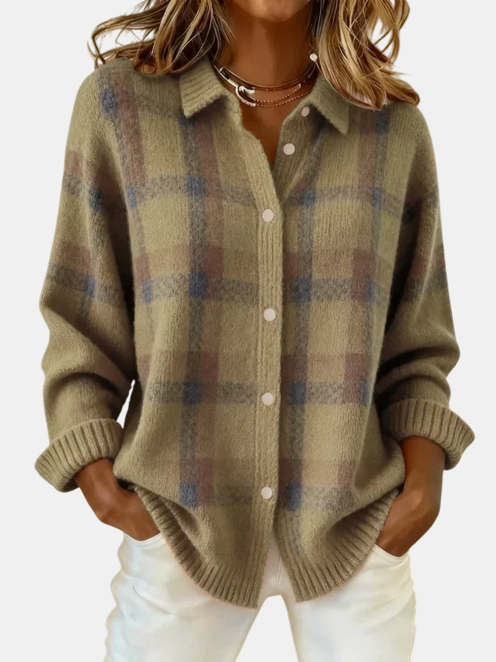 Victoria | Suéter Retro de Cuadros en Contraste