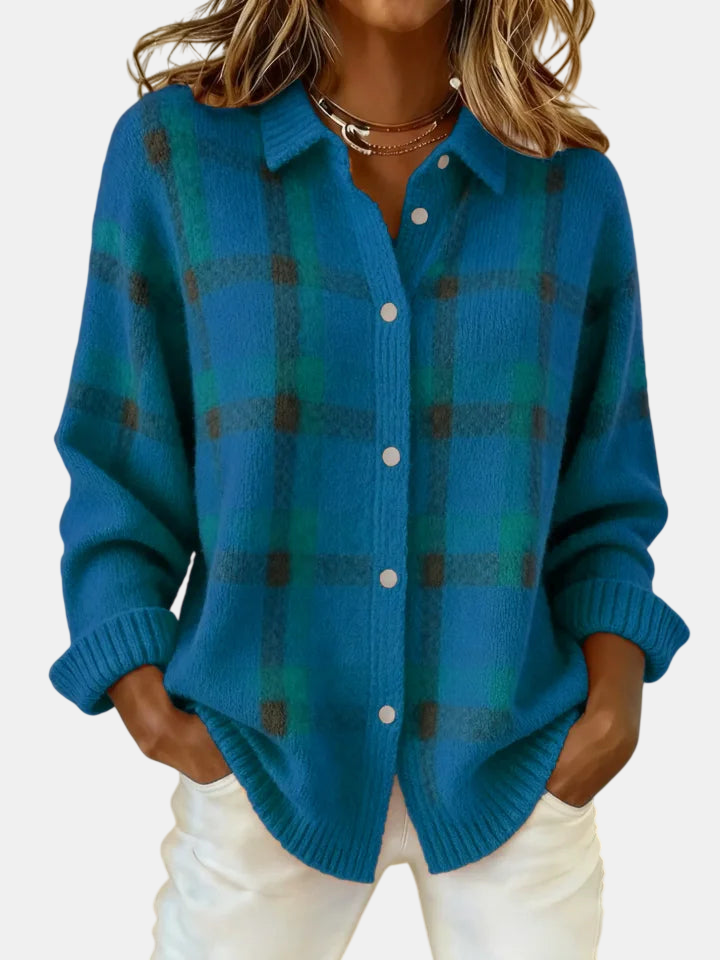 Victoria | Suéter Retro de Cuadros en Contraste