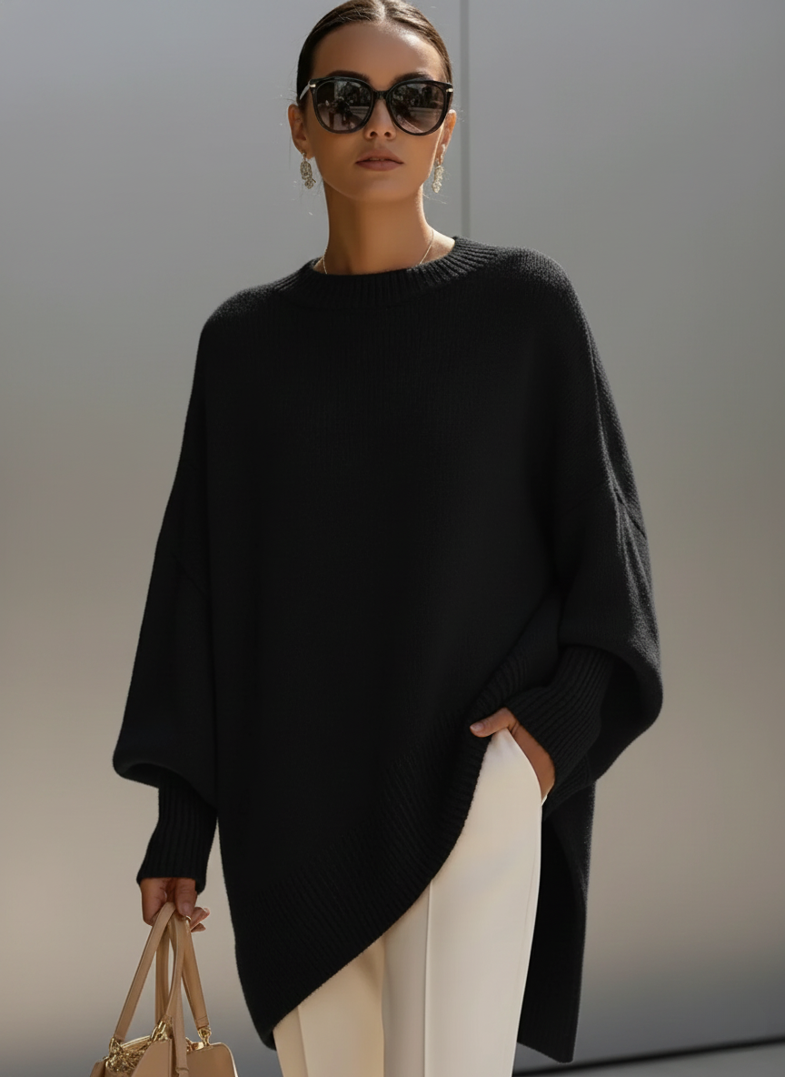 Suéter tipo poncho de punto acogedor