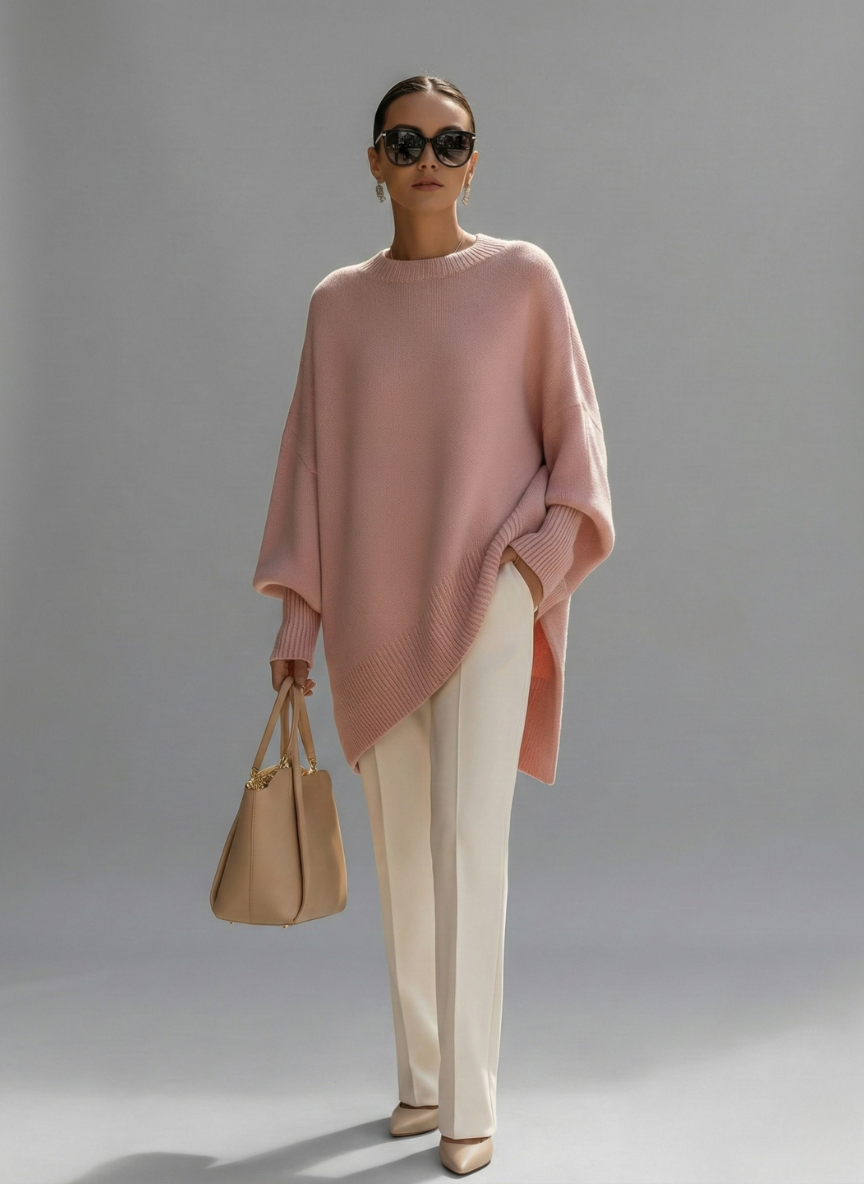 Suéter tipo poncho de punto acogedor