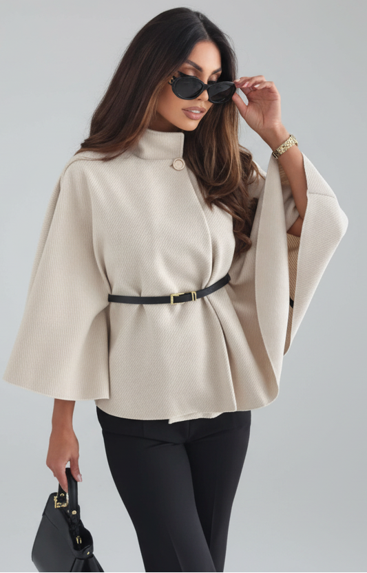 Amalia | Abrigo de Cachemir de Corte Regular con Cinturón Ajustado en la Cintura