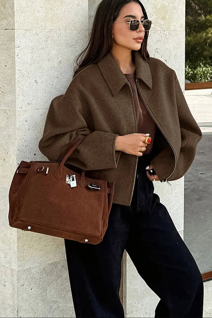 Chaqueta corta Harper de mezcla de lana