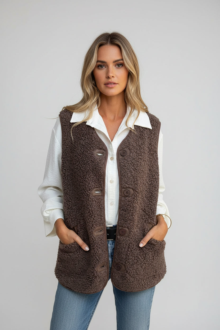 Alicia | Chaleco cálido corto de otoño con botones